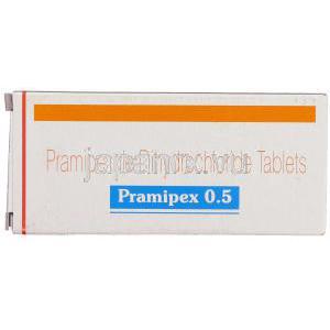 プラミペックス Pramipex, ビ・シフロールジェネリック, プラミペキソール 0.5mg 錠 (Sun Pharma) 箱