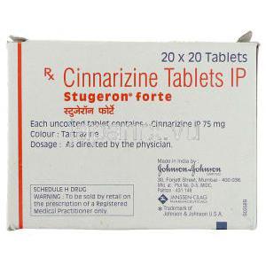 シンナリジン, Stugeron Forte, 75 mg 錠 (Johnson and Johnson) 包装