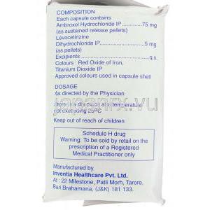 レボセチリジン 5mg ＋アンブロキソール,1ALAX, 75mg S.Rカプセル  (FDC) 成分