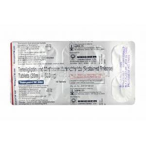 テネピュア M (メトホルミン/ テネリグリプチン) 500mg 錠剤裏面