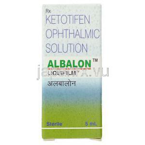 ケトチフェン  （ザジテンジェネリック）, Albalon 0.5mg 5ml 点眼薬(Allergan) 箱
