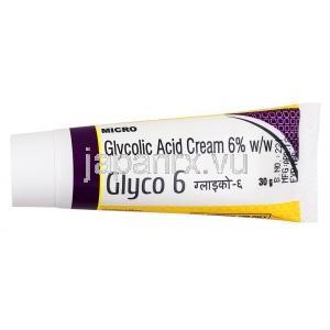 グライコ 6, グリコール酸 クリーム　6%, 30g, チューブ表面