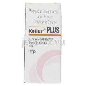 ケトロラクトロメタミン / フロキサシン, Ketlur  Plus, 0.5% w/v 点眼薬 (Sun Pharma) 箱