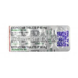ヌレートー, エトリコキシブ, 60 mg,錠剤, シート情報