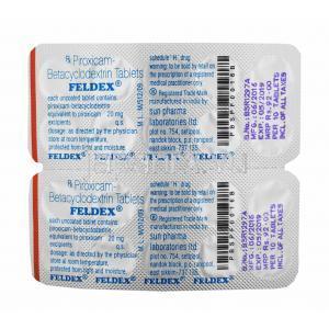 フェルデックス (ピロキシカム) 錠剤裏面