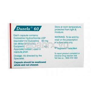 デュゼラ (デュロキセチン) 60mg 成分