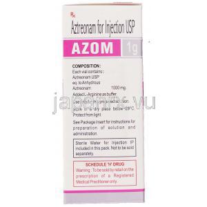 アズトレオナム（アザクタムジェネリック）, Azom 1gm 注射 (United Biotech) 成分