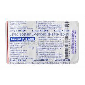 レビピルXR, レベチラセタム, 500mg, シート裏面
