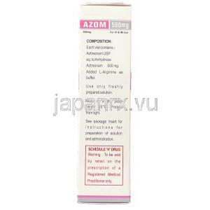 アズトレオナム（アザクタムジェネリック）, Azom 0.5gm 注射 (United Biotech) 成分