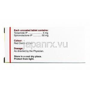 Dytor Plus, Spironolactone 50mg and Torasemide 5mg composition