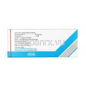 ウタミド,ビカルタミド, 50 mg,錠剤,箱裏面情報