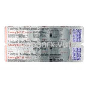 アムロング MT,アムロジピン 2.5mg / メトプロロール25 mg, 錠剤, シート情報