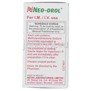メチルプレドニゾロン（ソル・メドロール静注用ジェネリック）,Neo-Drol, 500mg 注射 (Neon) 製造者