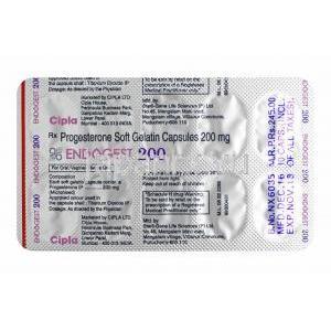 エンドゲスト カプセル (プロゲステロン) 200mg カプセル裏面