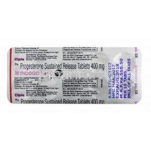 エンドゲスト 錠 (プロゲステロン) 400mg 錠剤裏面