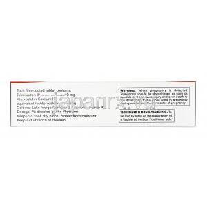 アービテル AV,  テルミサルタン 40mg /アトルバスタチン 10mg, 錠剤, 箱情報