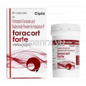 フォラコート 吸入剤 (Rotacap) (ホルモテロール 12mcg/ ブデソニド 400mcg) 箱、ボトル