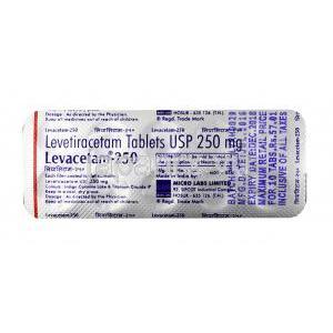 レバセタム, レベチラセタム 250 mg, 錠剤, シート情報