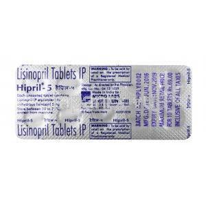 ハイプリル, リシノプリル 5 mg, 錠剤, シート情報