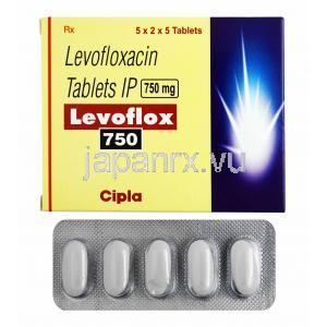 レボフロックス (レボフロキサシン) 750mg 箱、錠剤