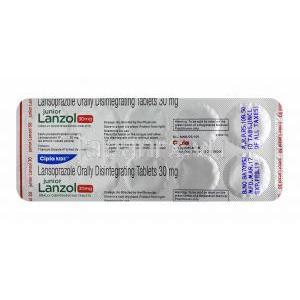 小児用 ランゾール いちご味 (ランソプラゾール) 30mg 錠剤裏面