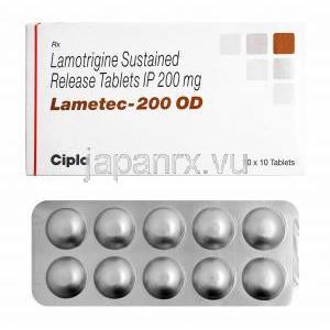 ラメテック (ラモトリジン) 200mg 箱、錠剤