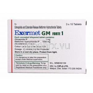 エグザメット GM (グリメピリド 1mg/ メトホルミン 1000mg) 成分