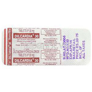 ジルカディア Dilcardia, ジルチアゼム 30mg 錠 包装