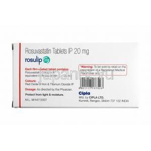 ロスリップ (ロスバスタチン) 20mg 成分