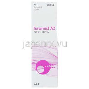 フルチカゾン/アゼラスチン,  フラミストＡＺ 27.5mcg / 140mcg 鼻スプレー (Cipla) 箱