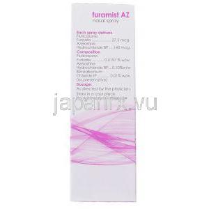 フルチカゾン/アゼラスチン,  フラミストＡＺ 27.5mcg / 140mcg 鼻スプレー (Cipla) 成分