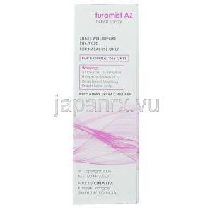 フルチカゾン/アゼラスチン,  フラミストＡＺ 27.5mcg / 140mcg 鼻スプレー (Cipla) 製造者情報