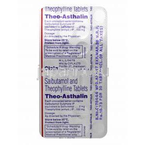 テオアスタリン (サルブタモール 2mg/ テオフィリン 100mg) 錠剤裏面