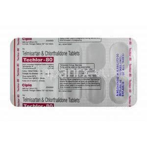 テクラー (テルミサルタン 80mg/ クロルタリドン 12.5mg) 錠剤裏面