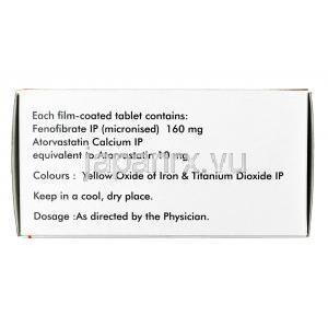 ファイブロバス, アトルバスタチン 10mg / フェノフィブラート 160mg, 錠剤, 箱情報