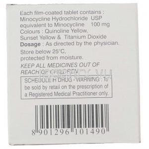 ミノサイクリン塩酸塩（ミノシンジェネリック）, Minoz, 100mg 錠 (Ranbaxy) 成分