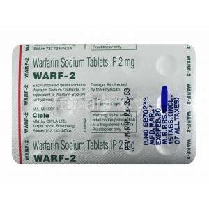 ワルフ (ワルファリン) 2mg 
 錠剤裏面