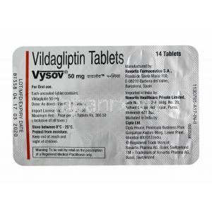 ビソブ (ビルダグリプチン) 50mg 錠剤裏面
