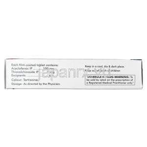 ドロウィン TC, アセクロフェナク 100mg / チオコルチコシド 8mg, 錠剤, 箱情報