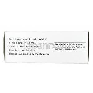 ニモサー, ニモジピン 30 mg,錠剤, 箱情報