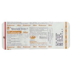 ラビサー Rabicer, パリエットジェネリック, ラベプラゾール 20mg 錠 (Biochem) 包装裏面
