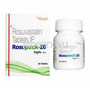 ロスパック (ロスバスタチン) 20mg 箱、錠剤カプセル