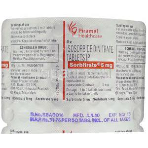 ソルビトレート，硝酸イソソルビド ( ニトロールジェネリック)　10 mg 　錠 包装