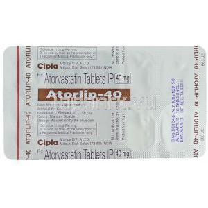 アトルバスタチン (リピトール ジェネリック) , Atorlip 40 mg tablet 包装