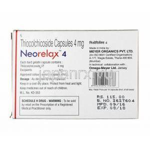 ネオレラックス (チオコルチコシド) 4mg　成分