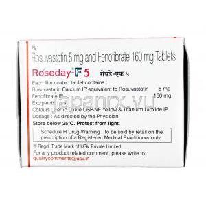 ローズディ F, フェノフィブラート 160mg / ロスバスタチン 5mg, 錠剤, 箱情報