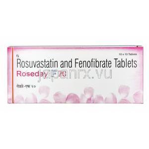 ローズディ F, フェノフィブラート 160mg / ロスバスタチン 20mg, 錠剤, 箱表面