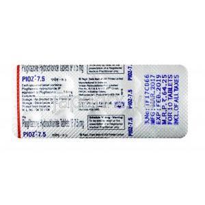 ピオズ, ピオグリタゾン 7.5mg, 錠剤, シート情報