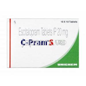 シープラム S (エスシタロプラム) 20mg 箱