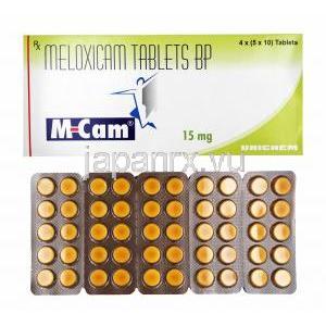エムカム (メロキシカム) 15mg 箱、錠剤